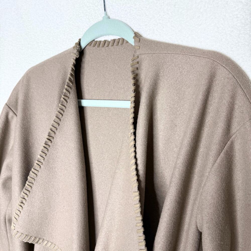 AllSaints Paxx Italian Wool Wrap Waterfall Trench Coat Dune Small Winter Jacket - Picture 4 of 15